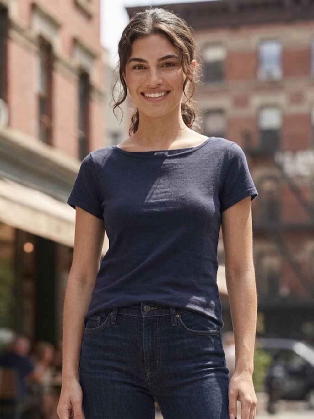 Lauren Ralph Lauren Navy Cotton Scoop Neck T Sz L
